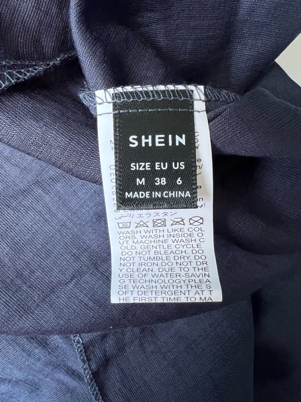 SHEIN Navy Blue V-Neck Midi Dress with Button Waist Tabs - 6 - Picture 4 of 10